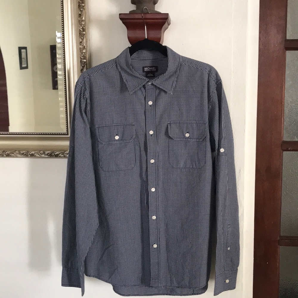 Michael Kors blue Casual men long sleeves shirt